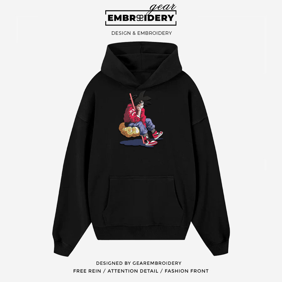 Goku on cloud Dragon Ball Anime Embroidered Design Personalized Embroidered T Shirt Sweatshirt Hoodie Clothing DB044