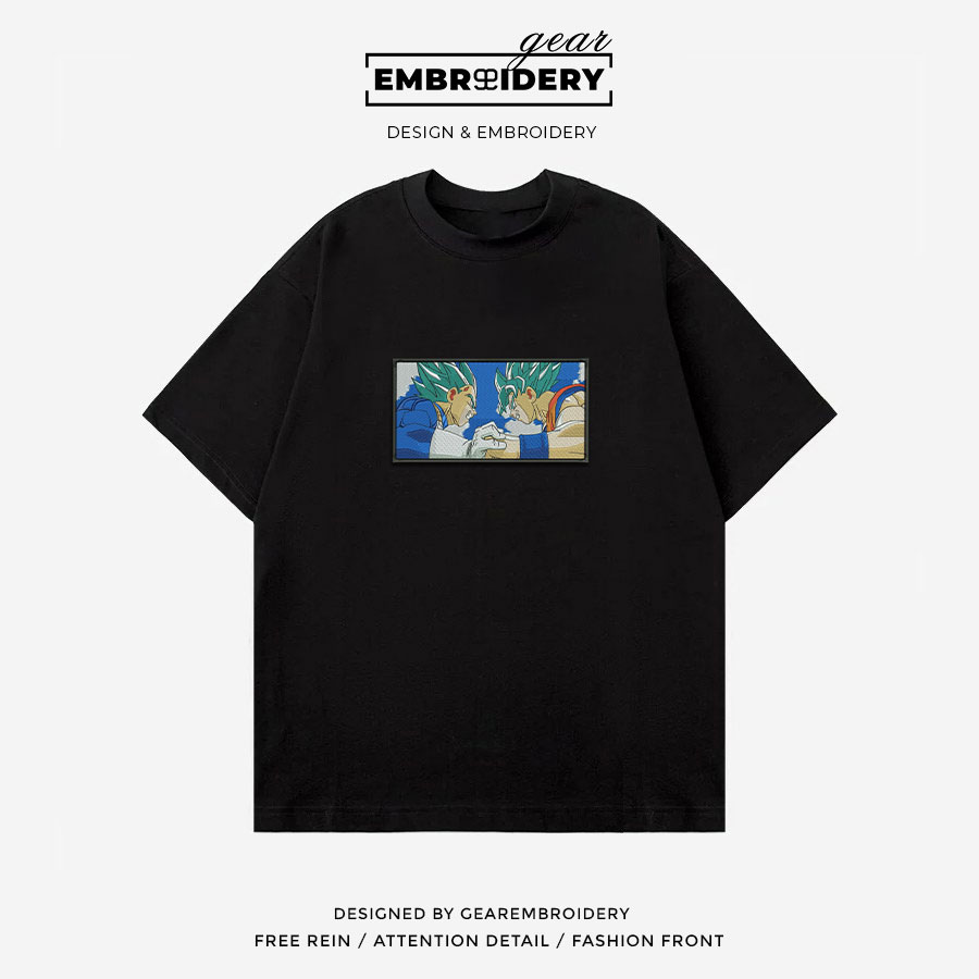 Goku vs vegeta Dragon Ball Anime Embroidered Design Personalized Embroidered T Shirt Sweatshirt Hoodie Clothing DB051