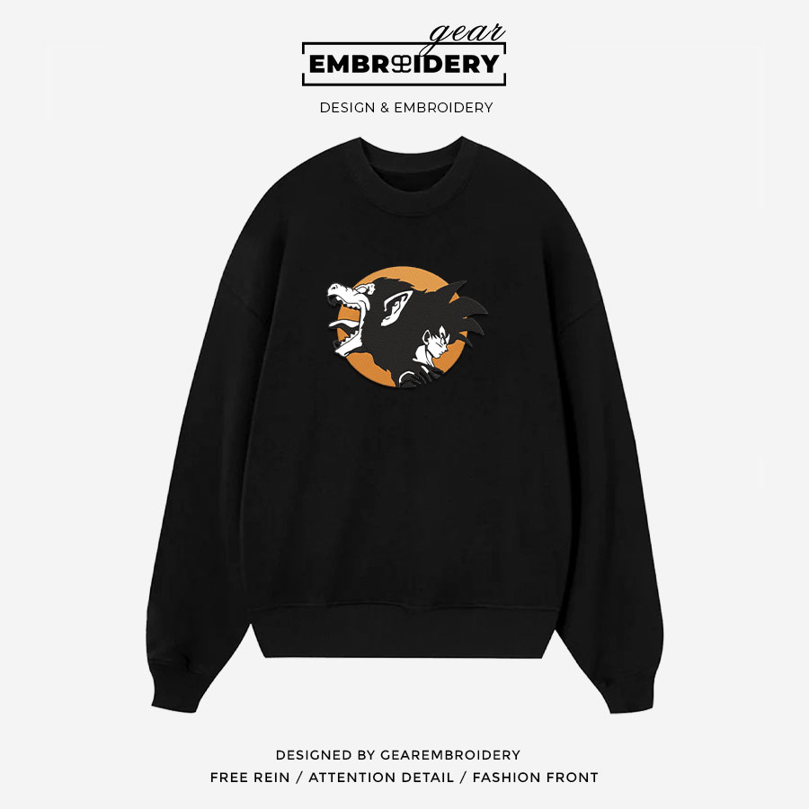 Goku x monkey Dragon Ball Anime Embroidered Design Personalized Embroidered T Shirt Sweatshirt Hoodie Clothing DB054