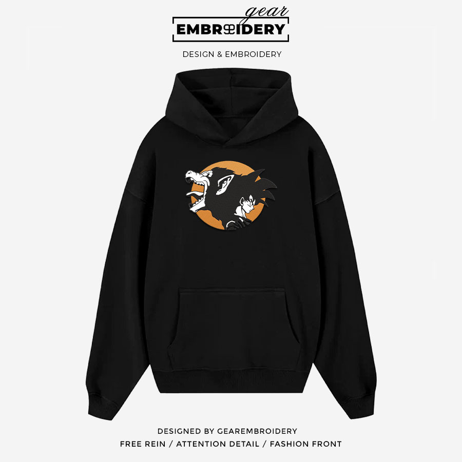 Goku x monkey Dragon Ball Anime Embroidered Design Personalized Embroidered T Shirt Sweatshirt Hoodie Clothing DB054