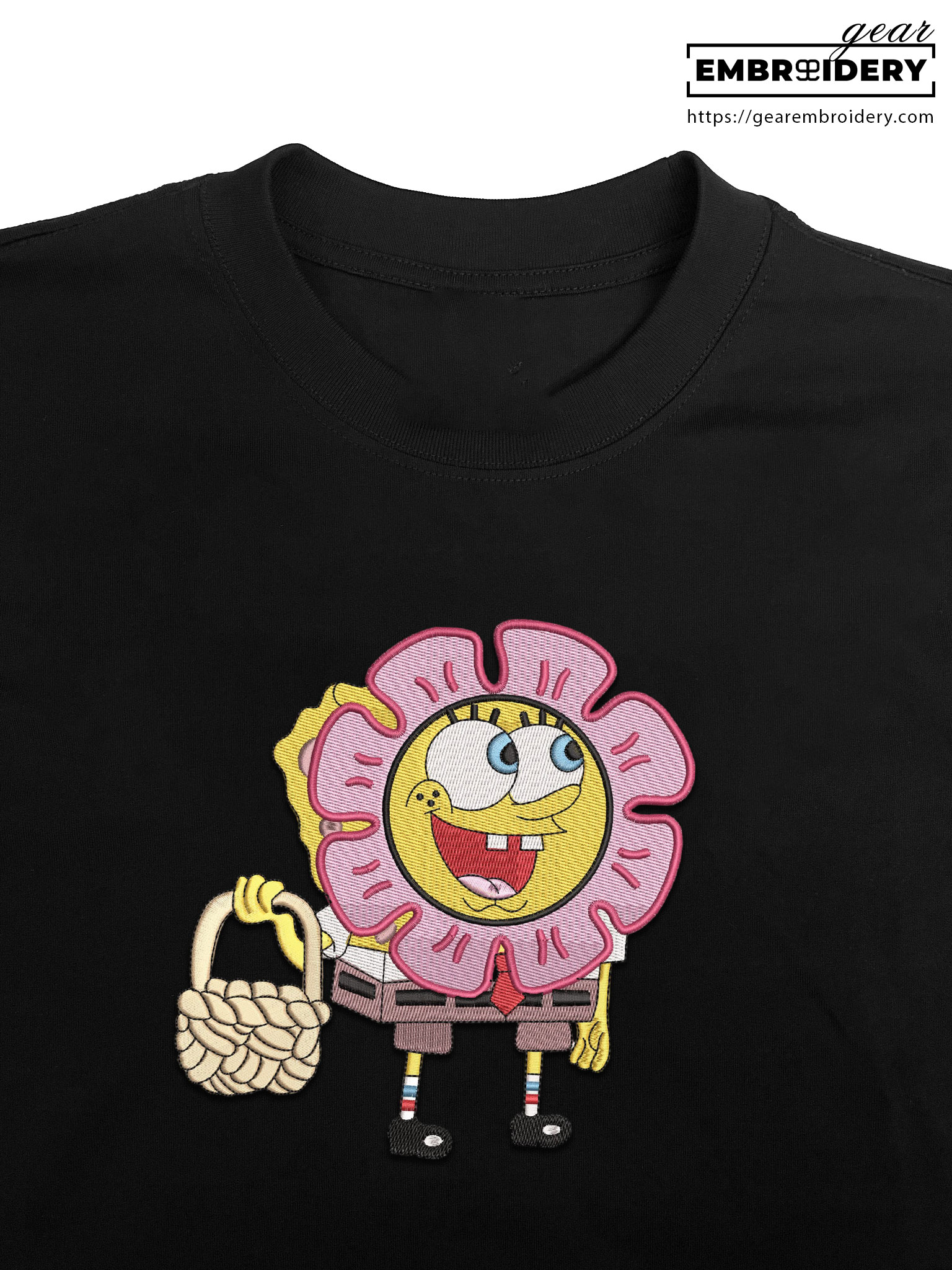 Spongebob flower Spongebob Squarepants Embroidered Design Personalized Embroidered T Shirt Sweatshirt Hoodie Clothing SS009