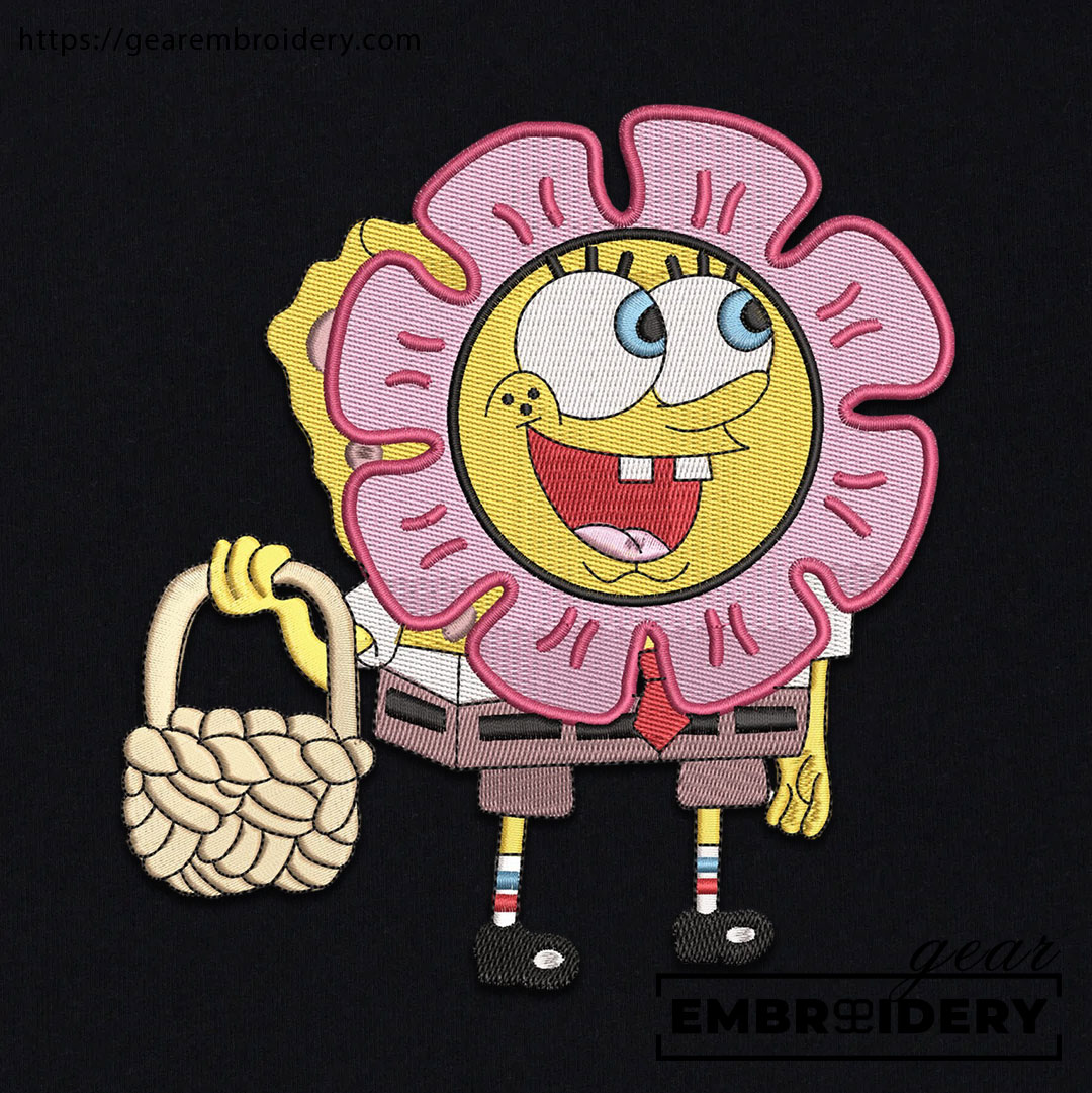 Spongebob flower Spongebob Squarepants Embroidered Design Personalized Embroidered T Shirt Sweatshirt Hoodie Clothing SS009