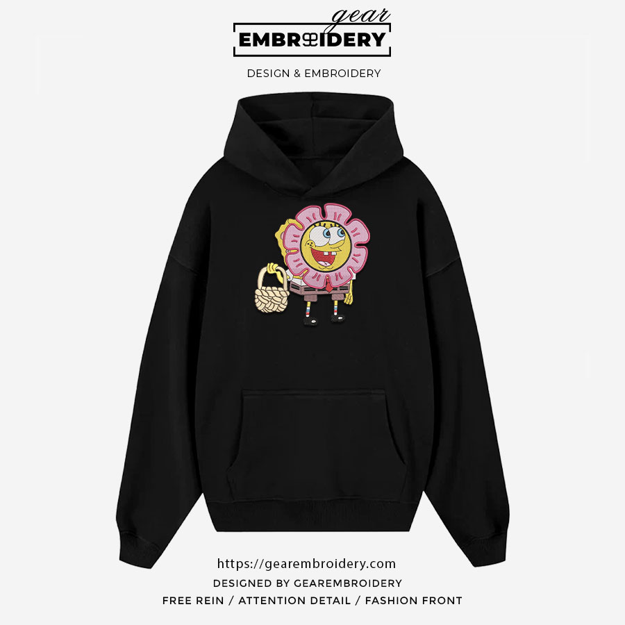 Spongebob flower Spongebob Squarepants Embroidered Design Personalized Embroidered T Shirt Sweatshirt Hoodie Clothing SS009