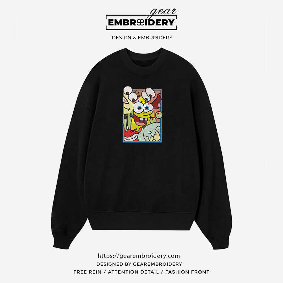 Spongebob gang Spongebob Squarepants Embroidered Design Personalized Embroidered T Shirt Sweatshirt Hoodie Clothing SS010