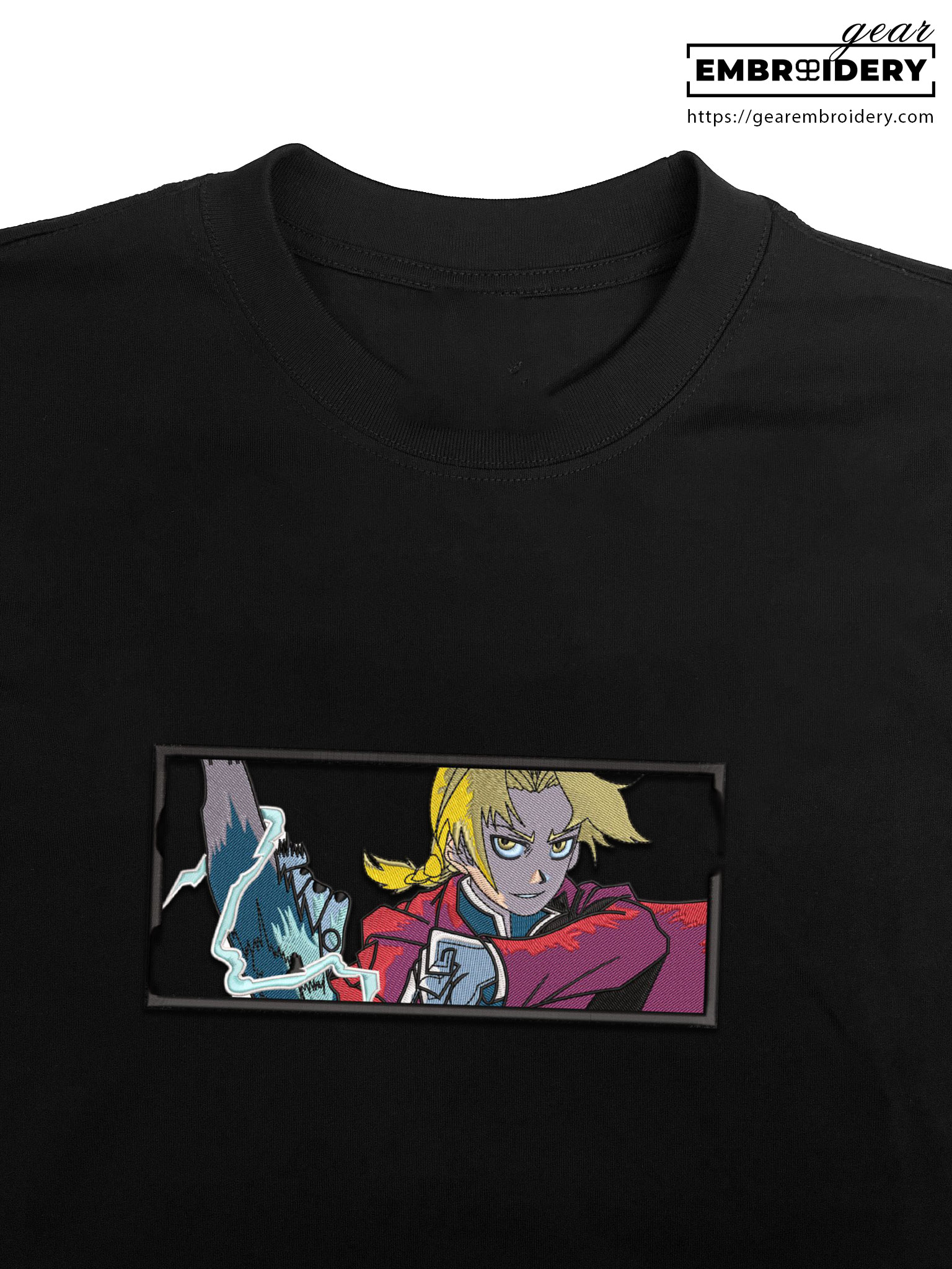 Edward elric Fullmetal Alchemist Anime Embroidered Design Personalized Embroidered T Shirt Sweatshirt Hoodie Clothing FA003