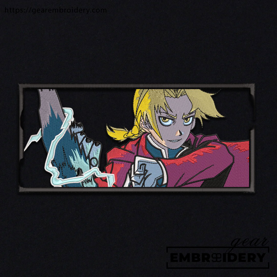 Edward elric Fullmetal Alchemist Anime Embroidered Design Personalized Embroidered T Shirt Sweatshirt Hoodie Clothing FA003