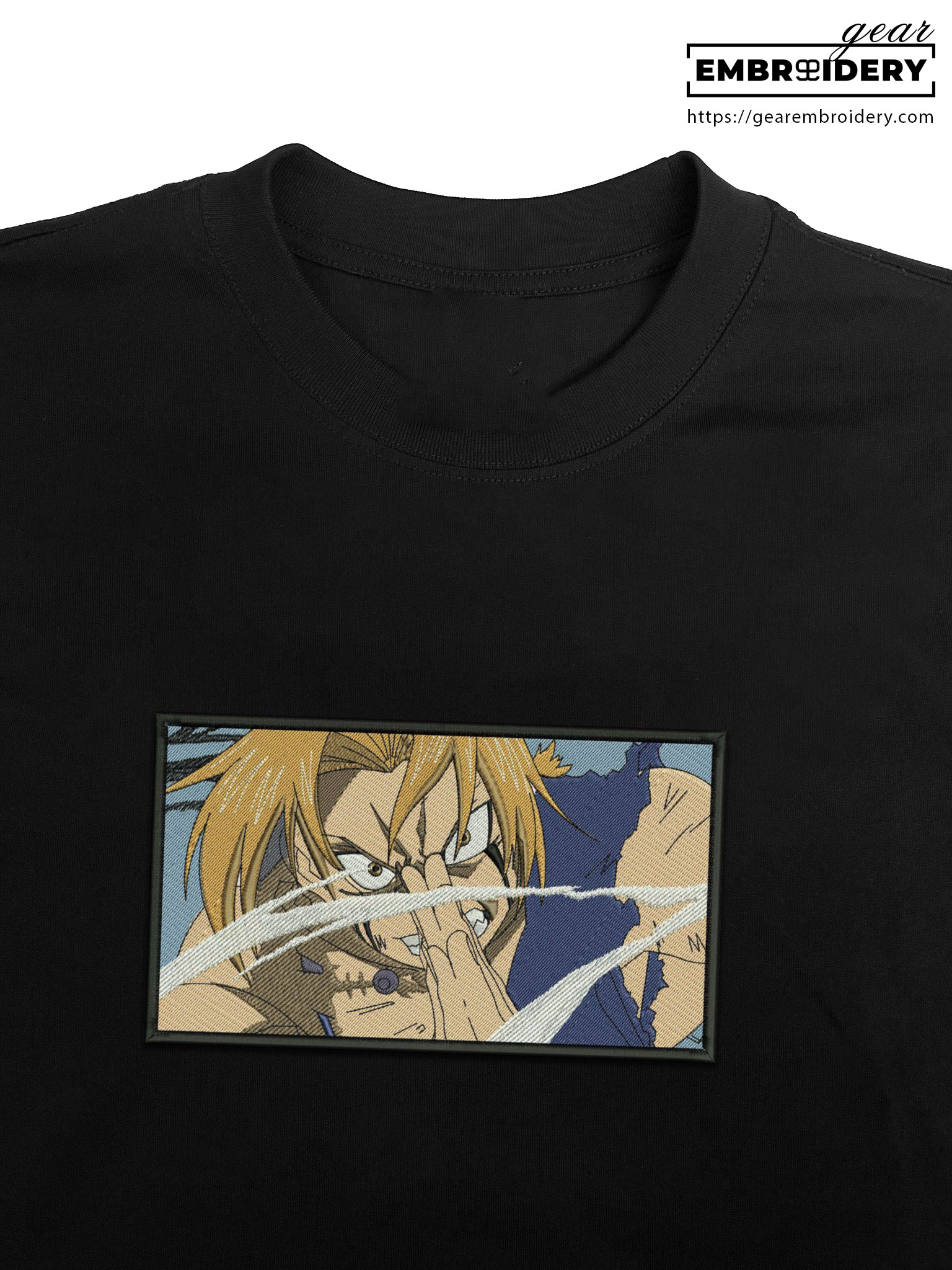 Edward elric Fullmetal Alchemist Anime Embroidered Design Personalized Embroidered T Shirt Sweatshirt Hoodie Clothing FA004