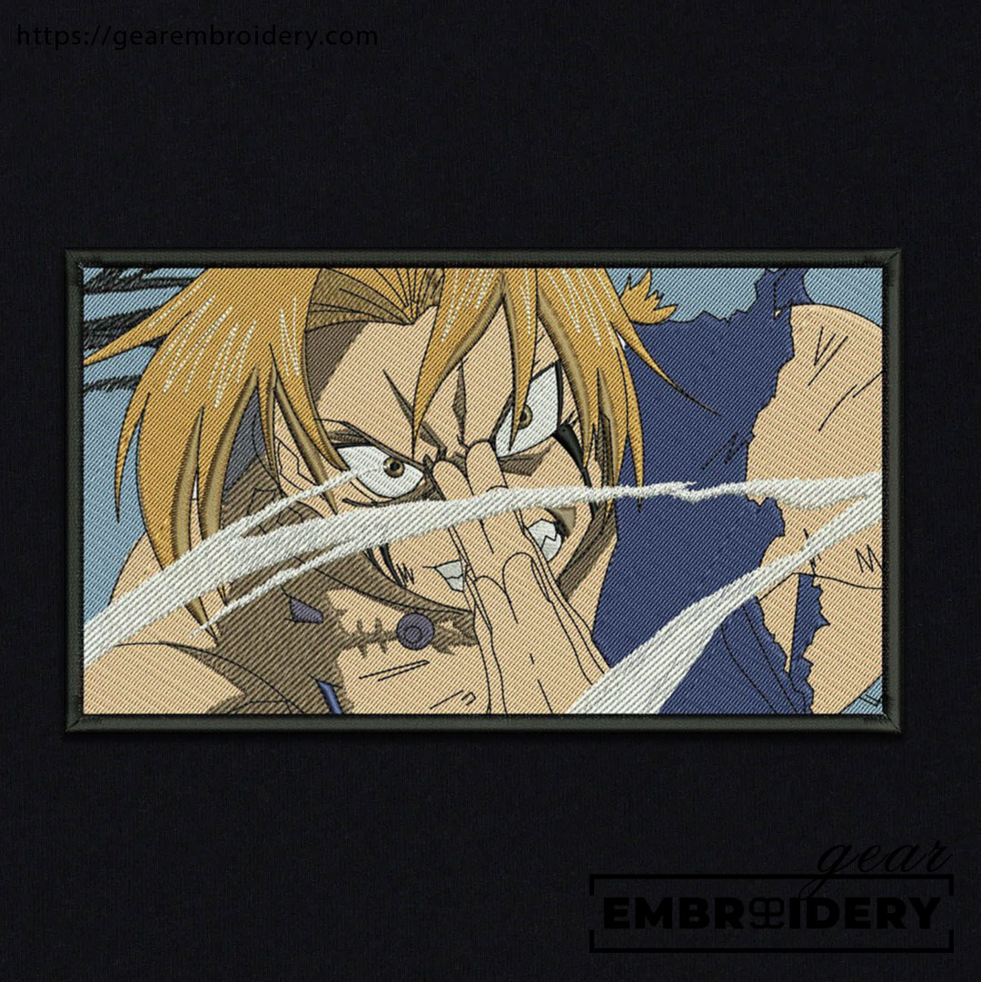 Edward elric Fullmetal Alchemist Anime Embroidered Design Personalized Embroidered T Shirt Sweatshirt Hoodie Clothing FA004