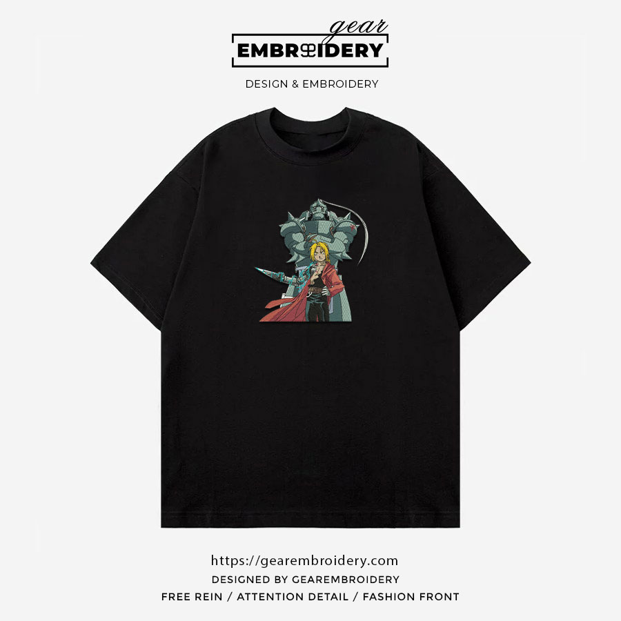 Edward elric Fullmetal Alchemist Anime Embroidered Design Personalized Embroidered T Shirt Sweatshirt Hoodie Clothing FA005