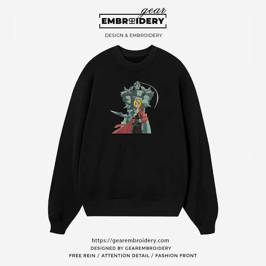 Edward elric Fullmetal Alchemist Anime Embroidered Design Personalized Embroidered T Shirt Sweatshirt Hoodie Clothing FA005
