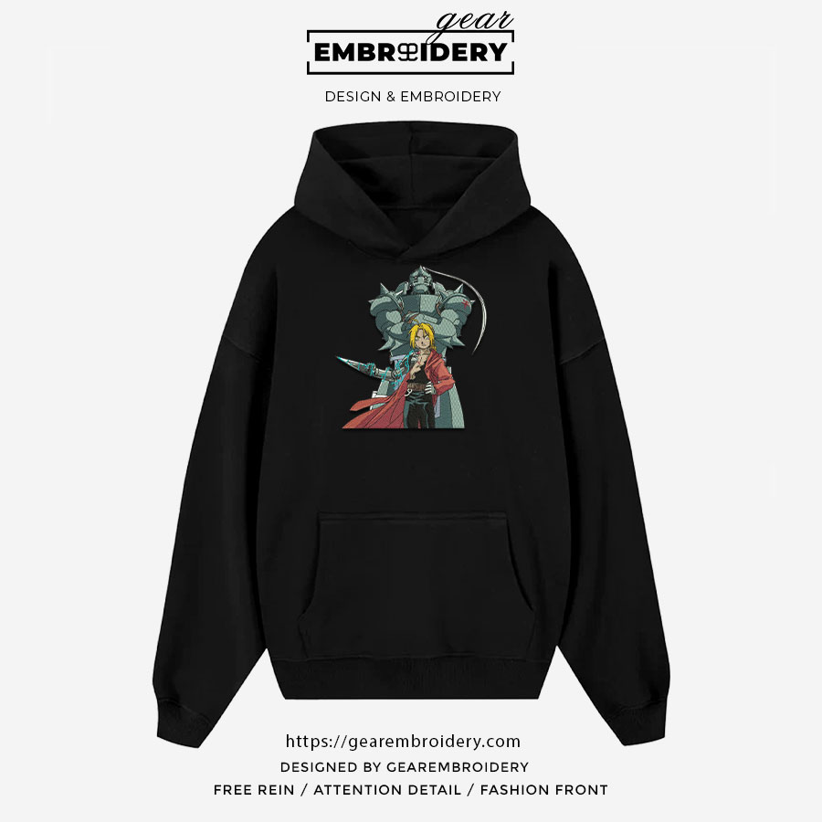 Edward elric Fullmetal Alchemist Anime Embroidered Design Personalized Embroidered T Shirt Sweatshirt Hoodie Clothing FA005