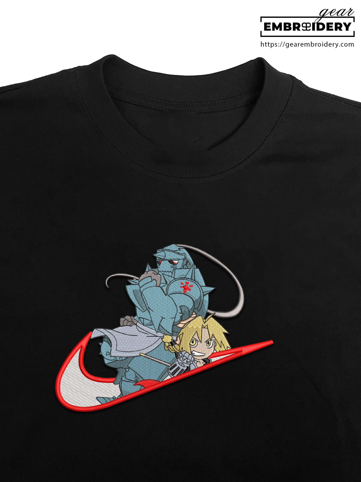 Edward elric swoosh nike Fullmetal Alchemist Anime Embroidered Design Personalized Embroidered T Shirt Sweatshirt Hoodie Clothing FA006