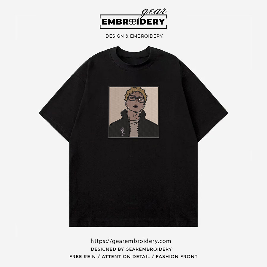 Kei tsukishima Haikyuu Anime Embroidered Design Personalized Embroidered T Shirt Sweatshirt Hoodie Clothing HK008
