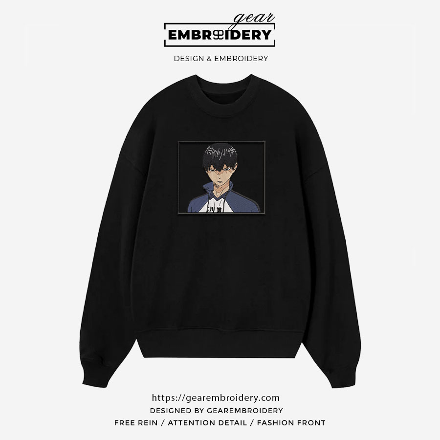 Tobio Kageyama Haikyuu Anime Embroidered Design Personalized Embroidered T Shirt Sweatshirt Hoodie Clothing HK013
