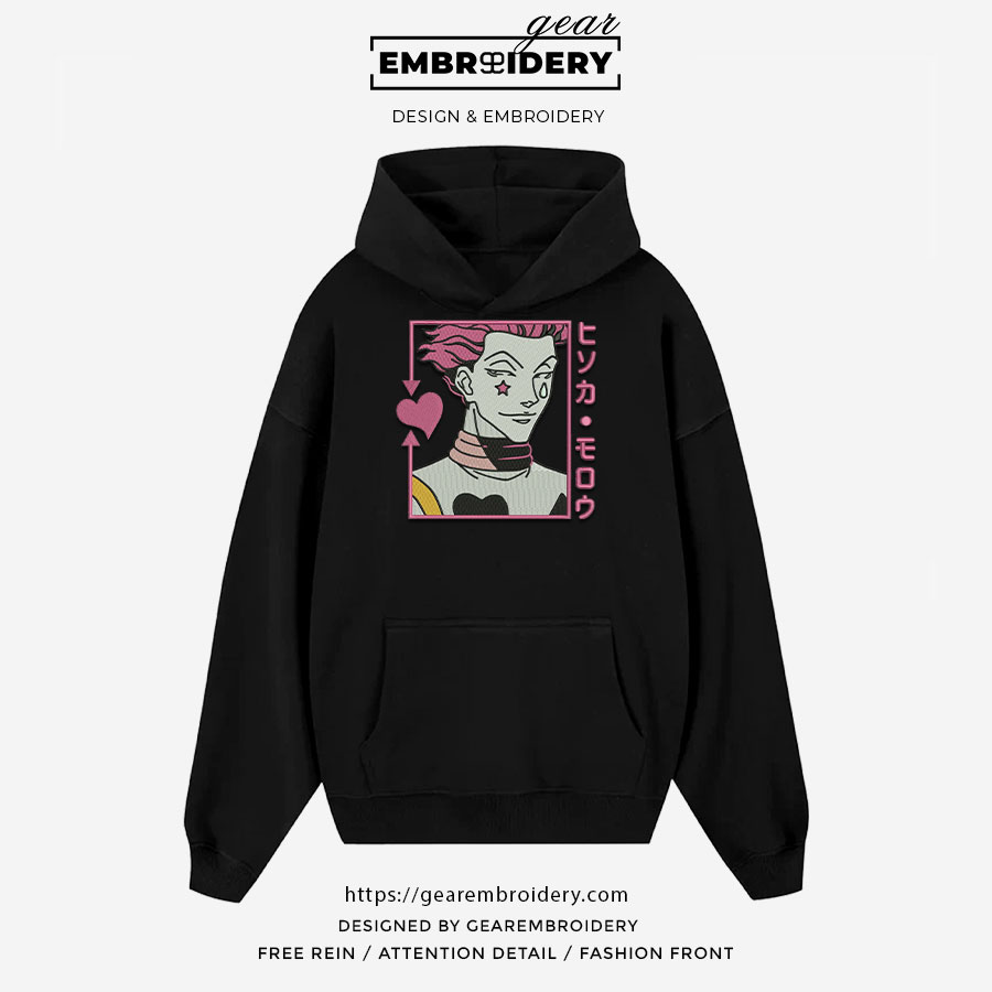 Hisoka Hunter x Hunter Anime Embroidered Design Personalized Embroidered T Shirt Sweatshirt Hoodie Clothing HXH024