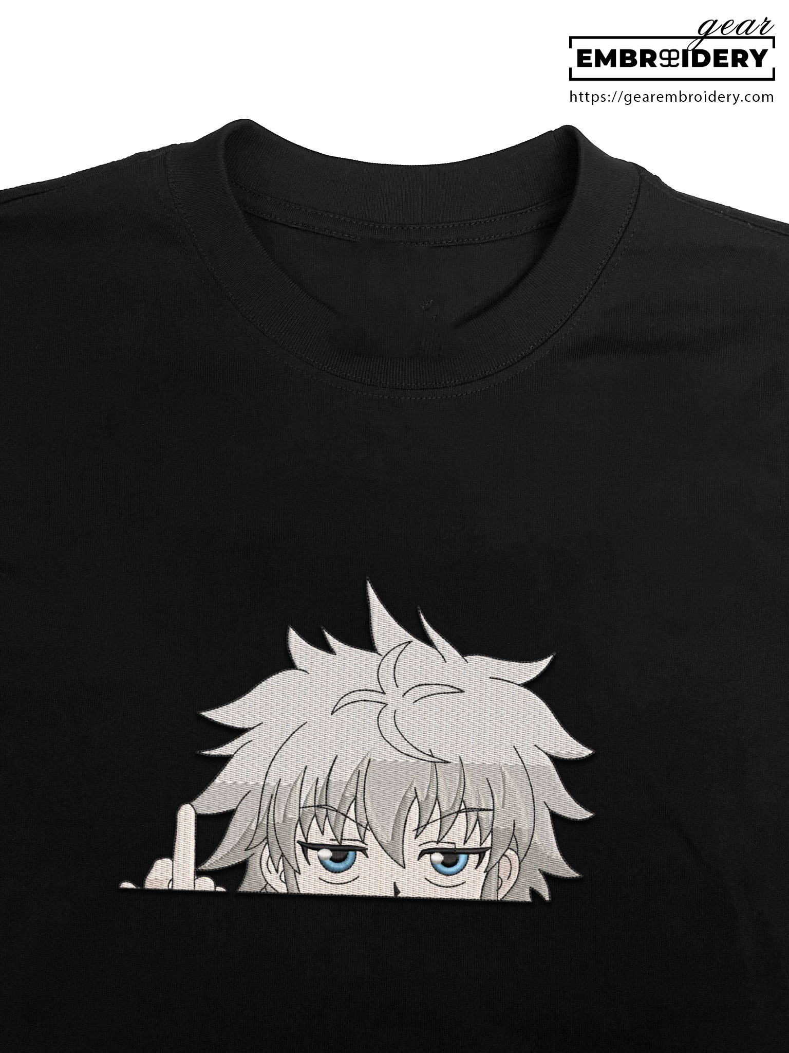 Killua finger Hunter x Hunter Anime Embroidered Design Personalized Embroidered T Shirt Sweatshirt Hoodie Clothing HXH047