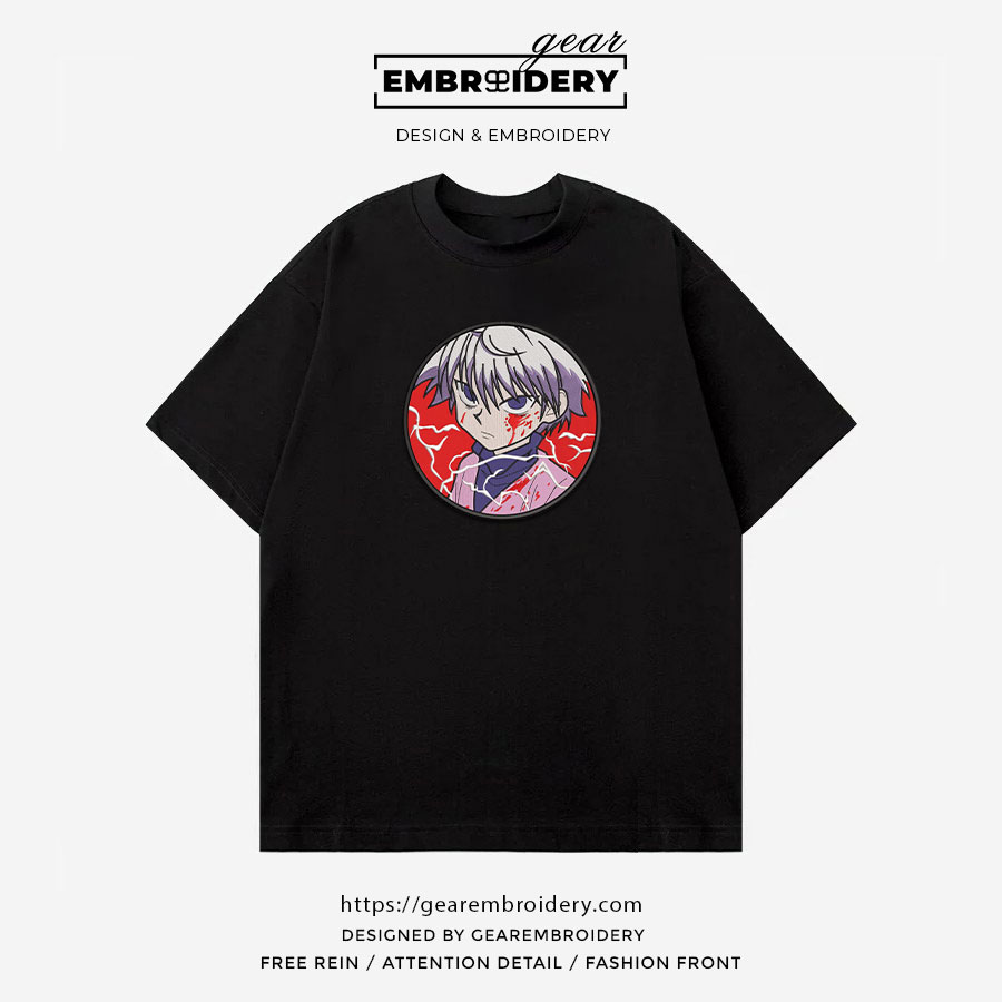Killua Hunter x Hunter Anime Embroidered Design Personalized Embroidered T Shirt Sweatshirt Hoodie Clothing HXH041