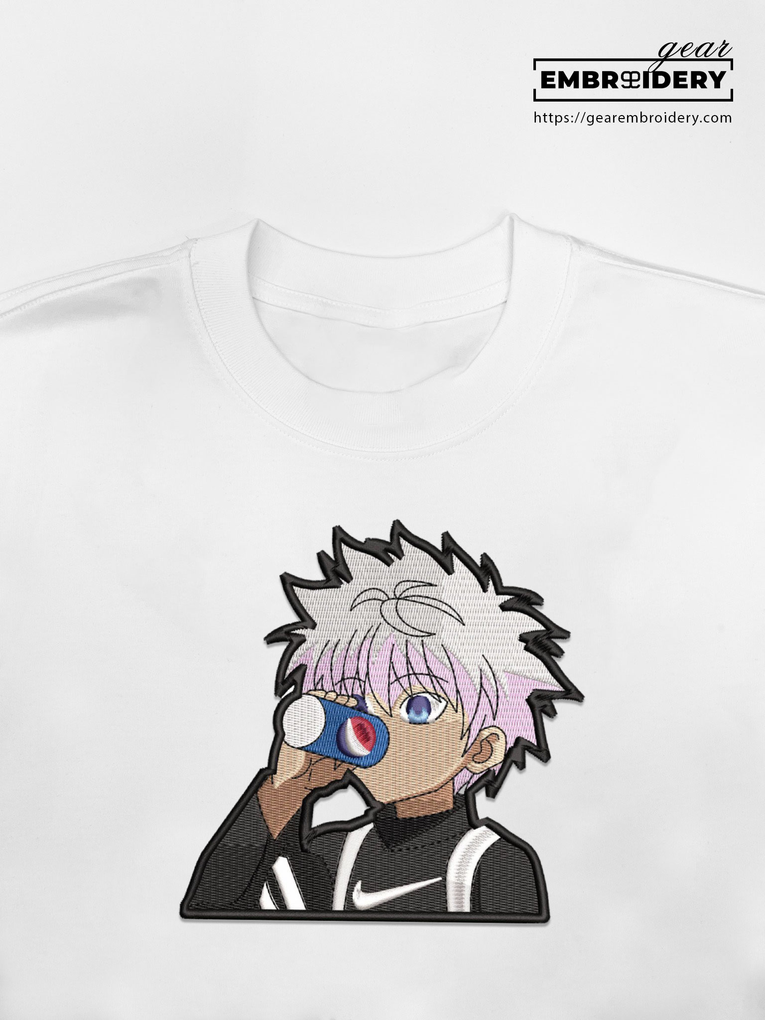 Killua juice Hunter x Hunter Anime Embroidered Design Personalized Embroidered T Shirt Sweatshirt Hoodie Clothing HXH048
