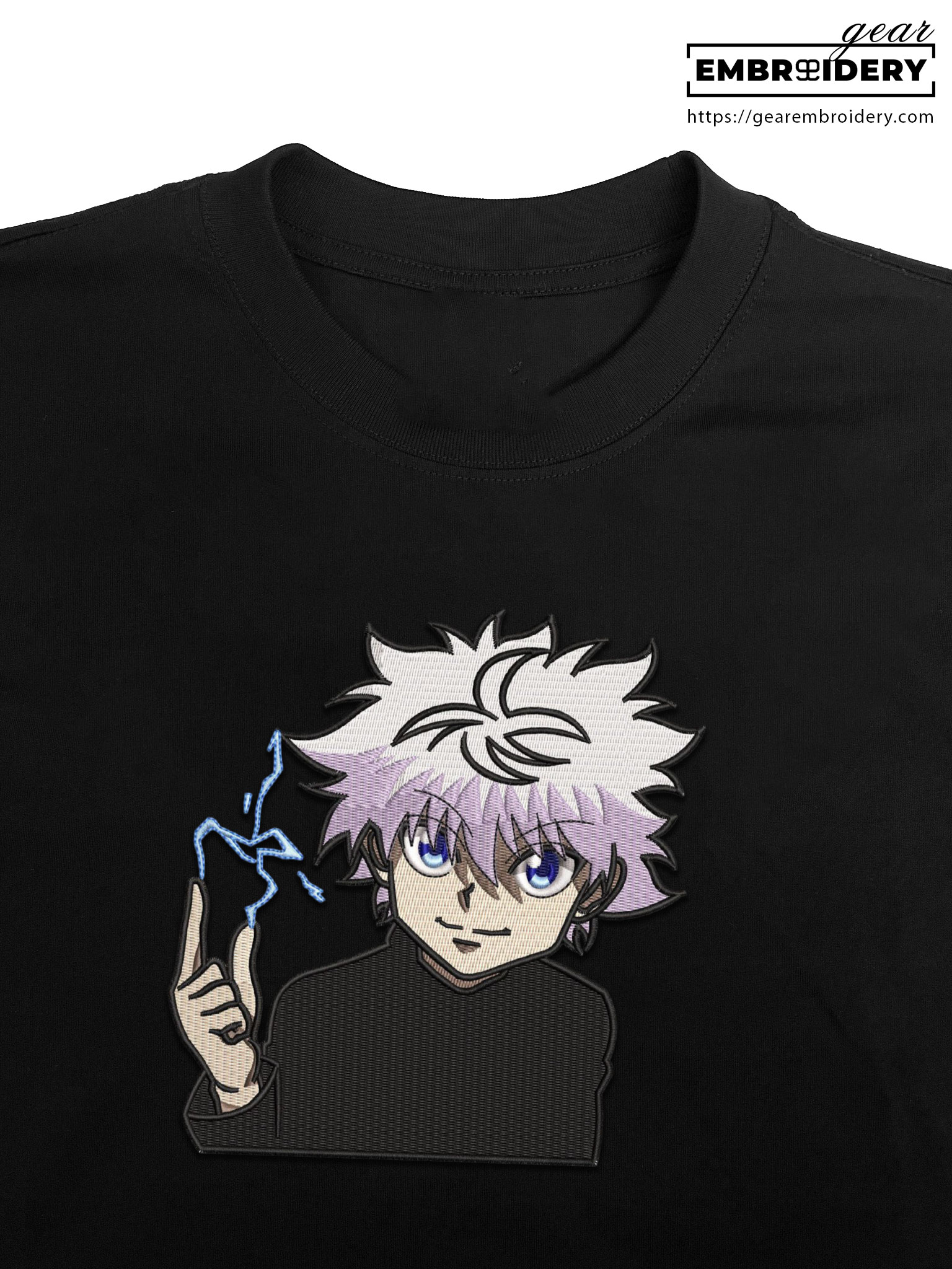 Killua smile Hunter x Hunter Anime Embroidered Design Personalized Embroidered T Shirt Sweatshirt Hoodie Clothing HXH051
