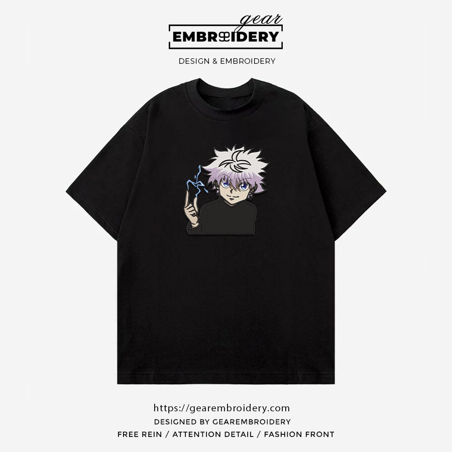 Killua smile Hunter x Hunter Anime Embroidered Design Personalized Embroidered T Shirt Sweatshirt Hoodie Clothing HXH051