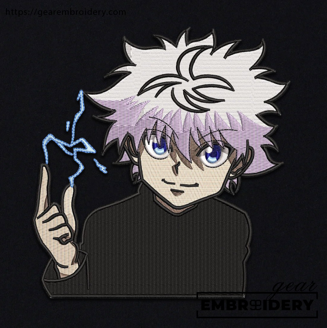 Killua smile Hunter x Hunter Anime Embroidered Design Personalized Embroidered T Shirt Sweatshirt Hoodie Clothing HXH051