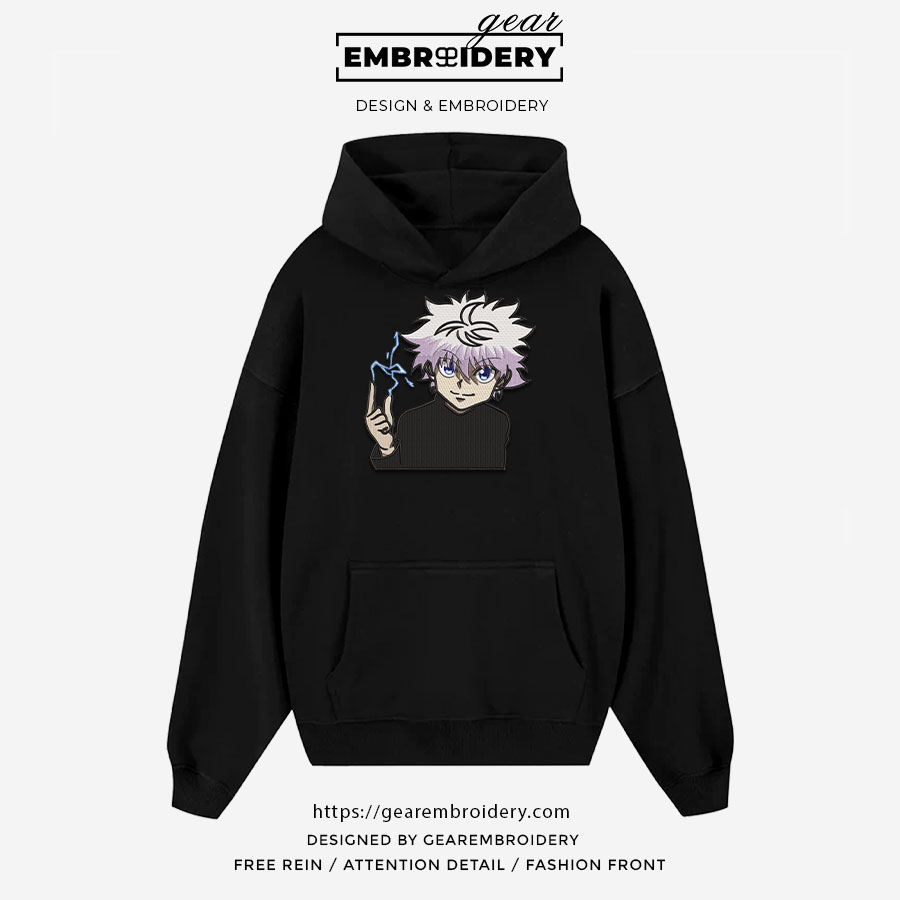 Killua smile Hunter x Hunter Anime Embroidered Design Personalized Embroidered T Shirt Sweatshirt Hoodie Clothing HXH051