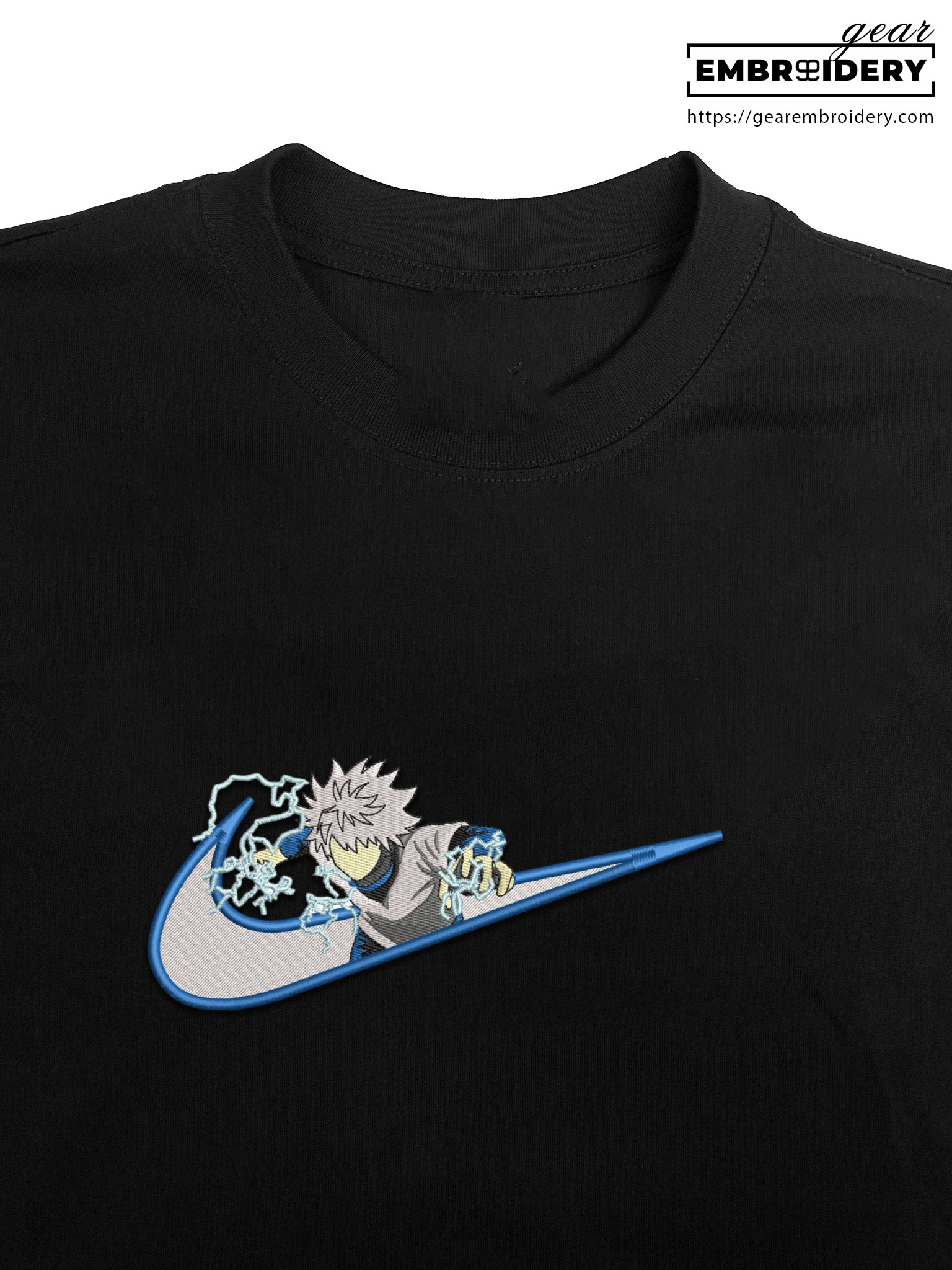Killua swoosh Hunter x Hunter Nike Anime Embroidered Design Personalized Embroidered T Shirt Sweatshirt Hoodie Clothing HXH053