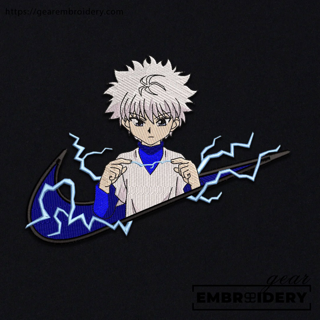 Killua swoosh Hunter x Hunter Nike Anime Embroidered Design Personalized Embroidered T Shirt Sweatshirt Hoodie Clothing HXH054