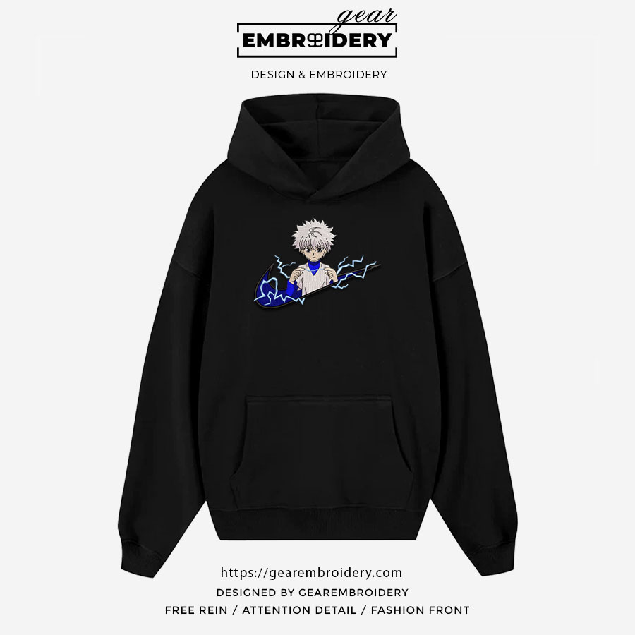 Killua swoosh Hunter x Hunter Nike Anime Embroidered Design Personalized Embroidered T Shirt Sweatshirt Hoodie Clothing HXH054
