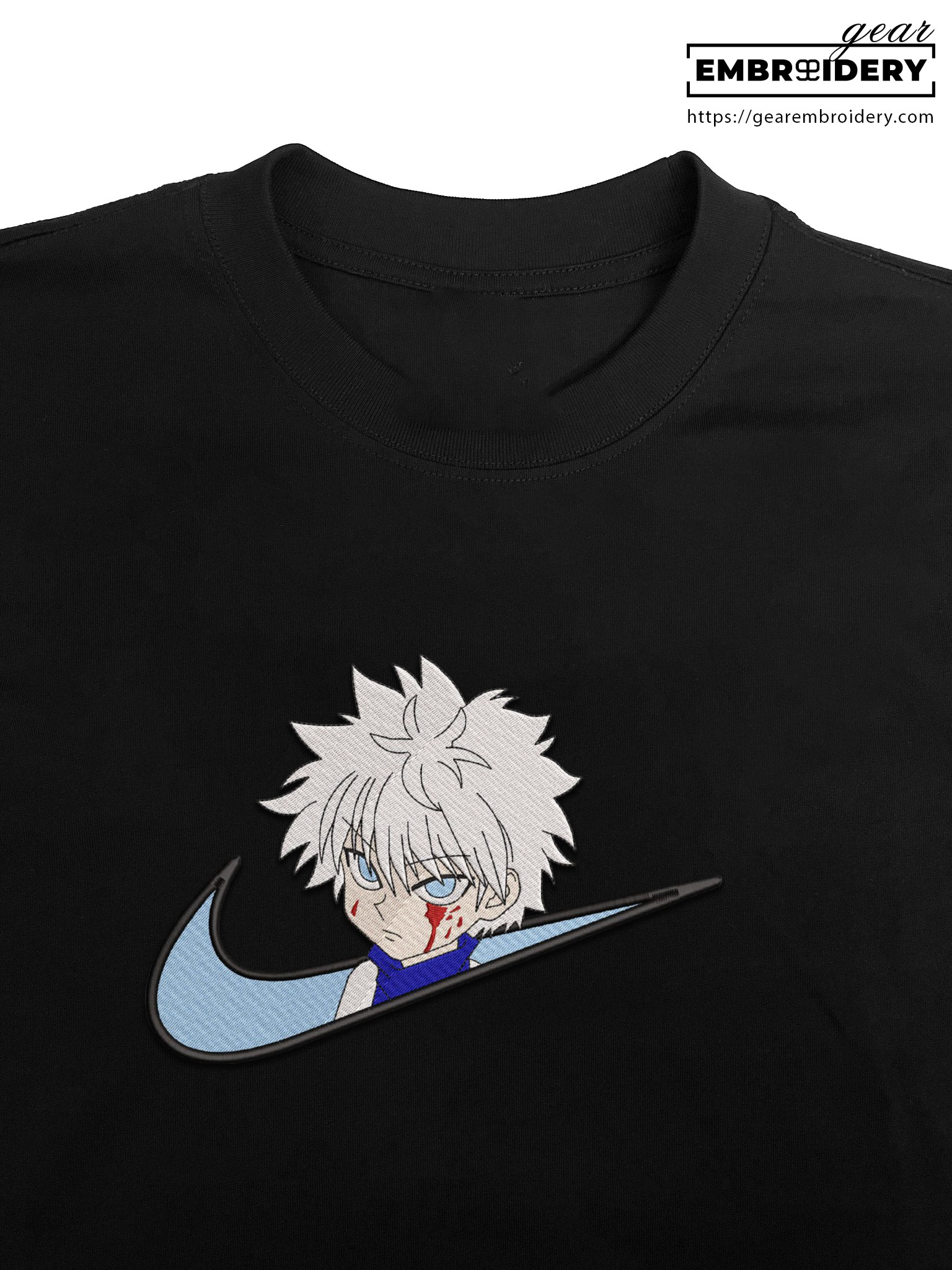 Killua swoosh Hunter x Hunter Nike Anime Embroidered Design Personalized Embroidered T Shirt Sweatshirt Hoodie Clothing HXH055