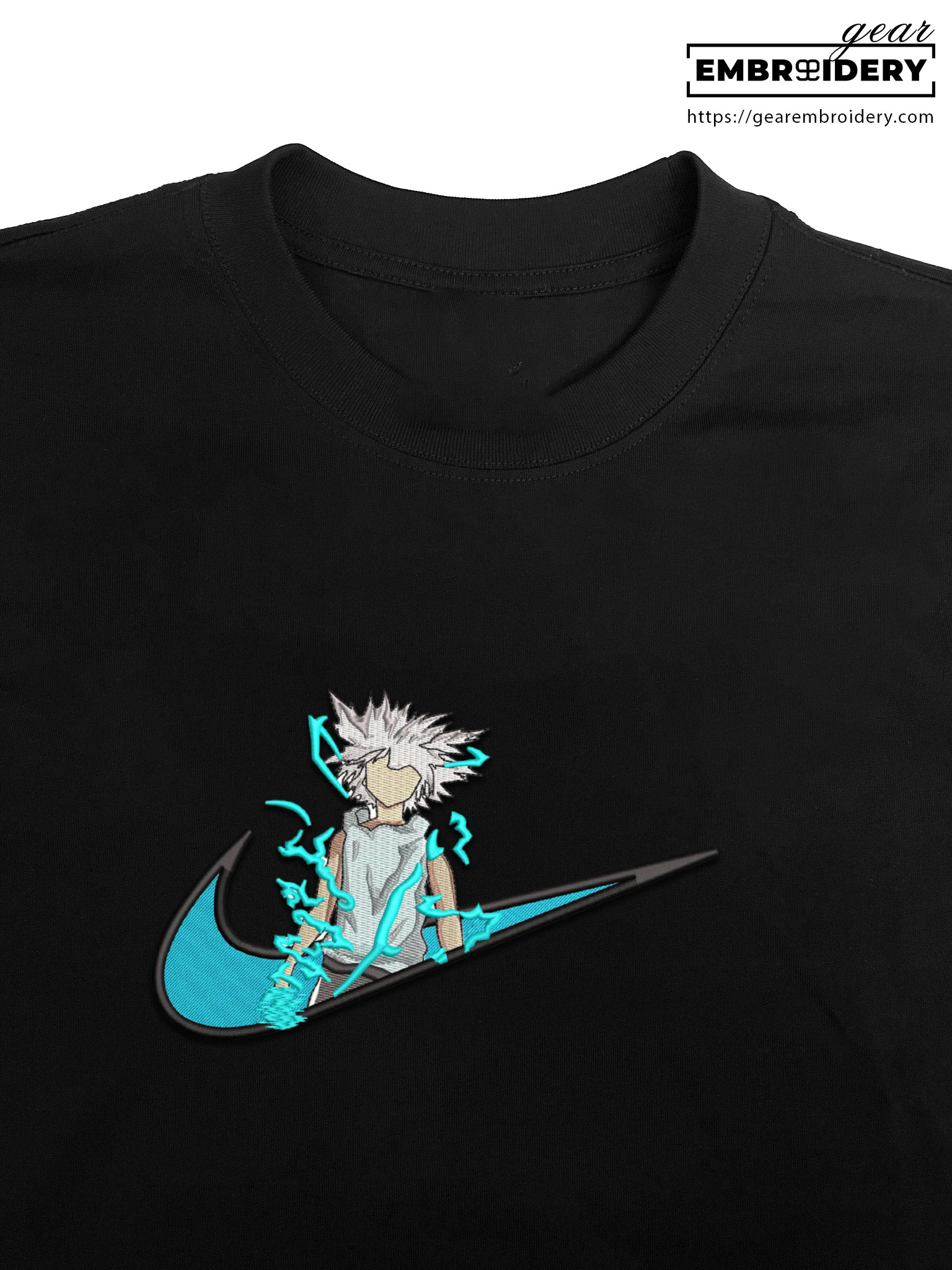 Killua swoosh Hunter x Hunter Nike Anime Embroidered Design Personalized Embroidered T Shirt Sweatshirt Hoodie Clothing HXH056
