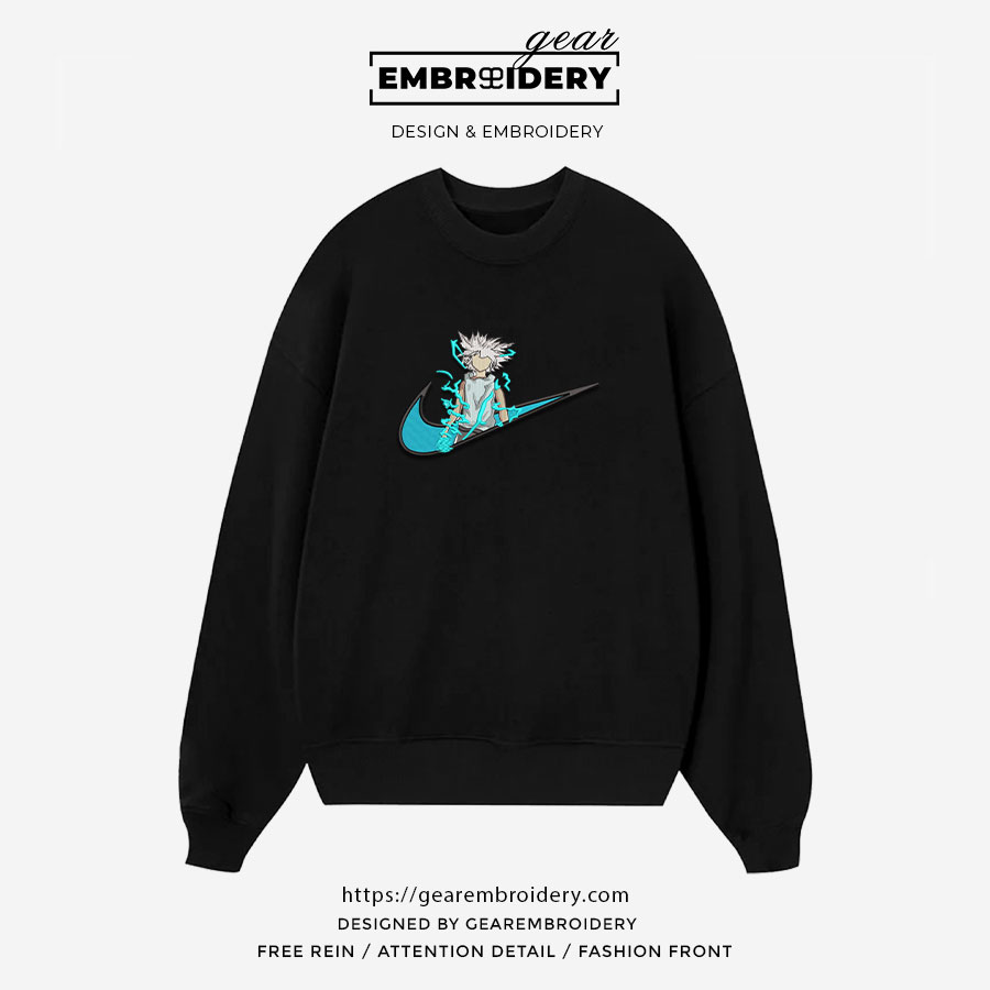Killua swoosh Hunter x Hunter Nike Anime Embroidered Design Personalized Embroidered T Shirt Sweatshirt Hoodie Clothing HXH056