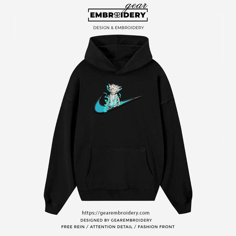Killua swoosh Hunter x Hunter Nike Anime Embroidered Design Personalized Embroidered T Shirt Sweatshirt Hoodie Clothing HXH056