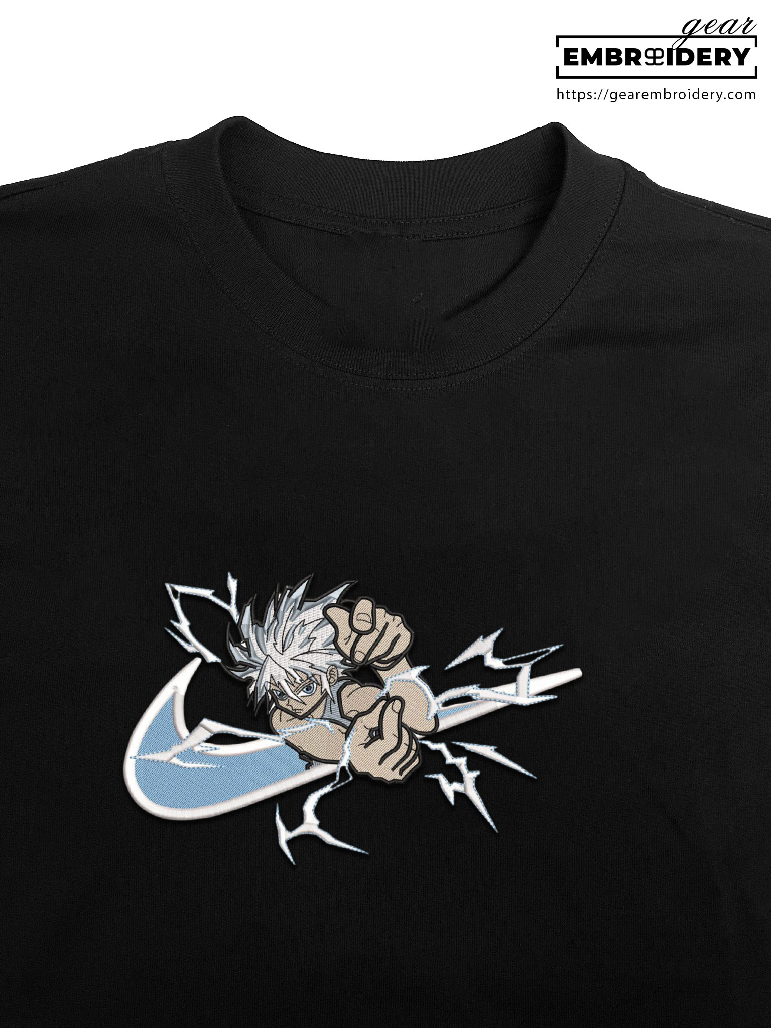 Killua swoosh Hunter x Hunter Nike Anime Embroidered Design Personalized Embroidered T Shirt Sweatshirt Hoodie Clothing HXH057