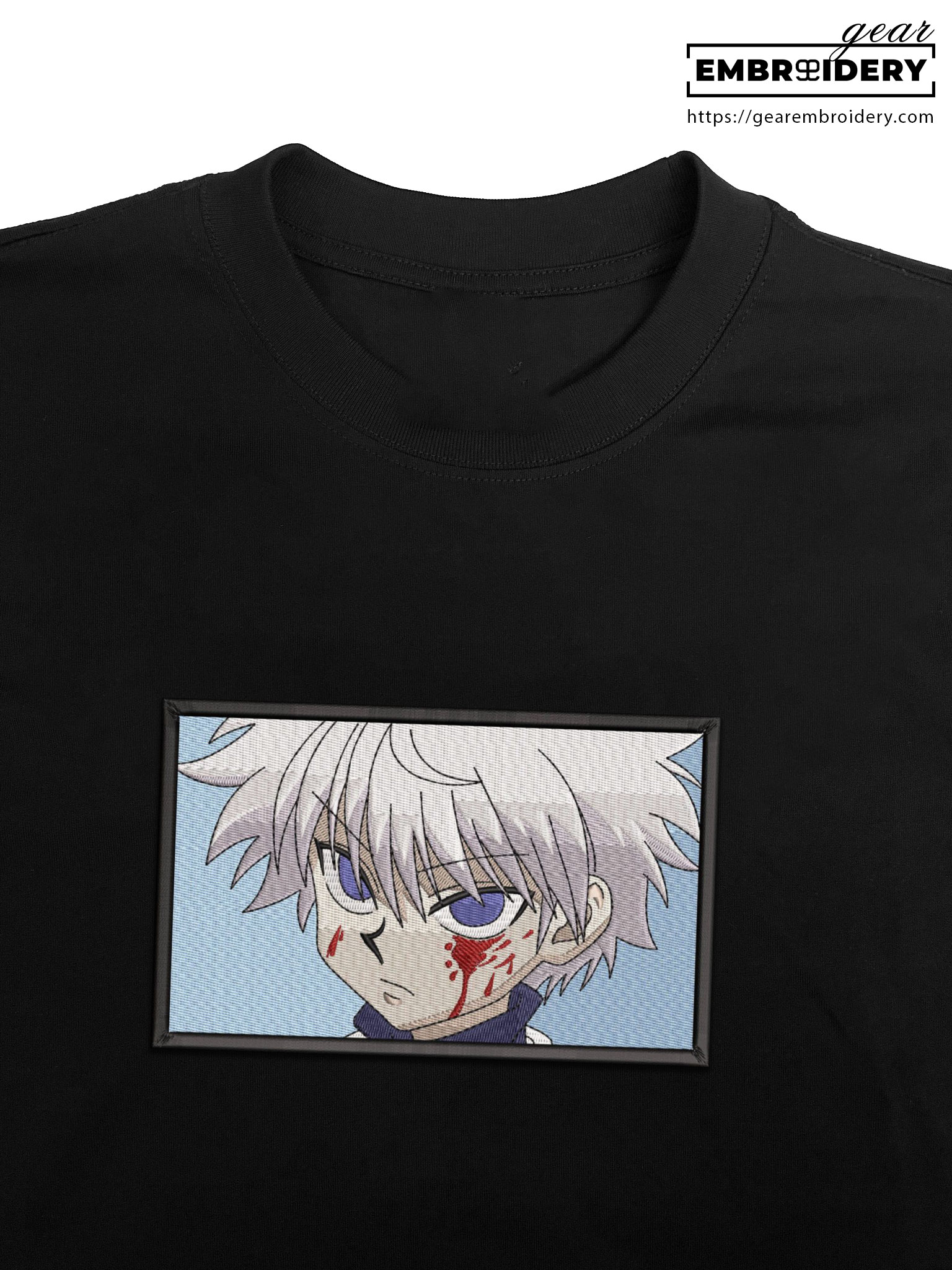 Killua zoldyck Hunter x Hunter Anime Embroidered Design Personalized Embroidered T Shirt Sweatshirt Hoodie Clothing HXH058