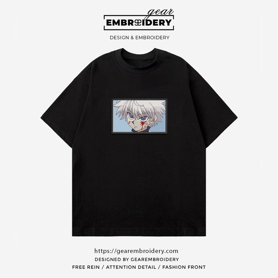 Killua zoldyck Hunter x Hunter Anime Embroidered Design Personalized Embroidered T Shirt Sweatshirt Hoodie Clothing HXH058