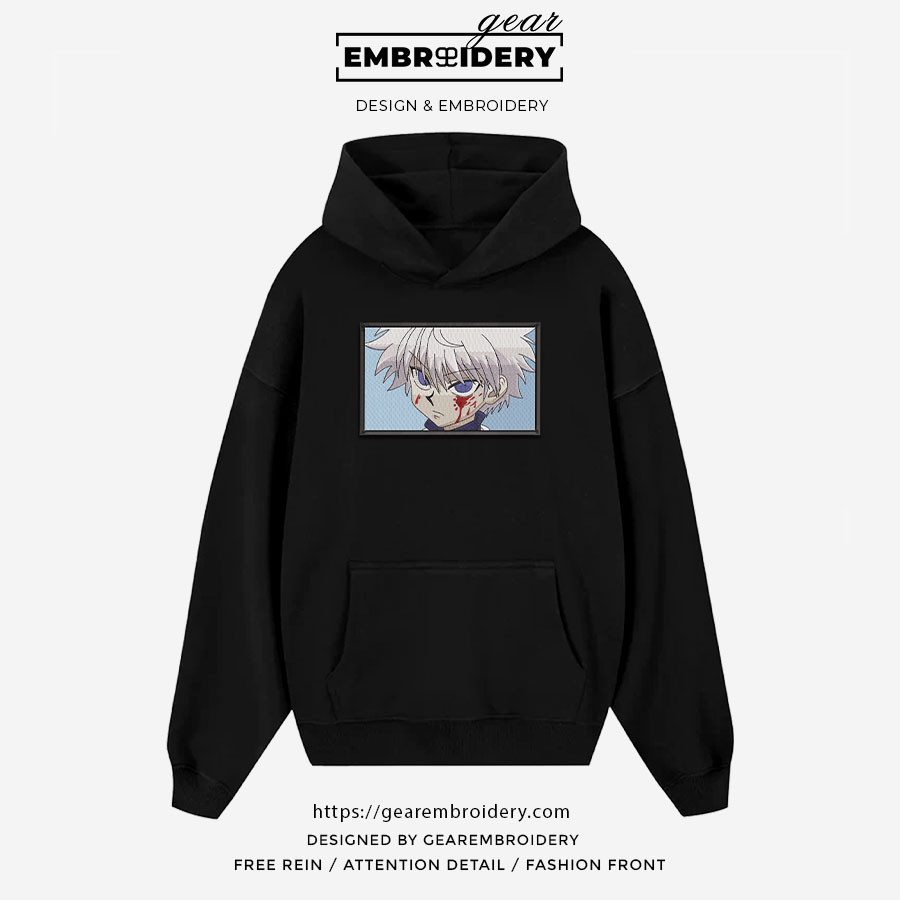 Killua zoldyck Hunter x Hunter Anime Embroidered Design Personalized Embroidered T Shirt Sweatshirt Hoodie Clothing HXH058