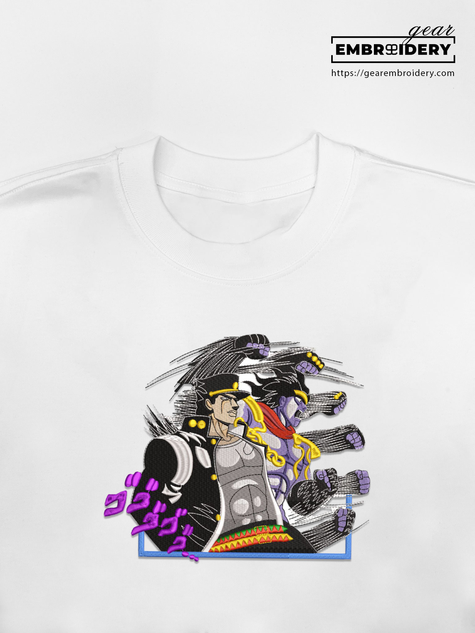 Jotaro Kujo JoJo's Bizarre Adventure Embroidered Design Personalized Embroidered T Shirt Sweatshirt Hoodie Clothing JJBA011