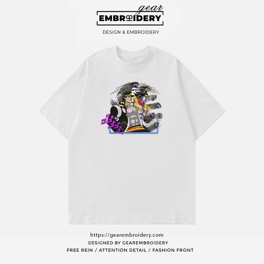 Jotaro Kujo JoJo's Bizarre Adventure Embroidered Design Personalized Embroidered T Shirt Sweatshirt Hoodie Clothing JJBA011