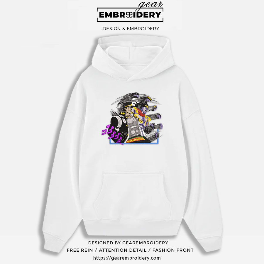 Jotaro Kujo JoJo's Bizarre Adventure Embroidered Design Personalized Embroidered T Shirt Sweatshirt Hoodie Clothing JJBA011