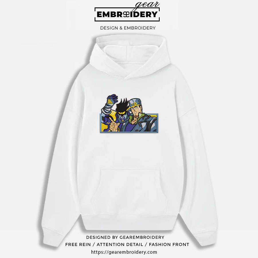 Jotaro Kujo JoJo's Bizarre Adventure Embroidered Design Personalized Embroidered T Shirt Sweatshirt Hoodie Clothing JJBA012
