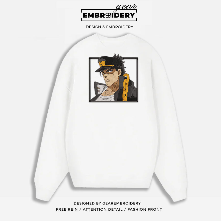 Jotaro kujo JoJo's Bizarre Adventure Embroidered Design Personalized Embroidered T Shirt Sweatshirt Hoodie Clothing JJBA014