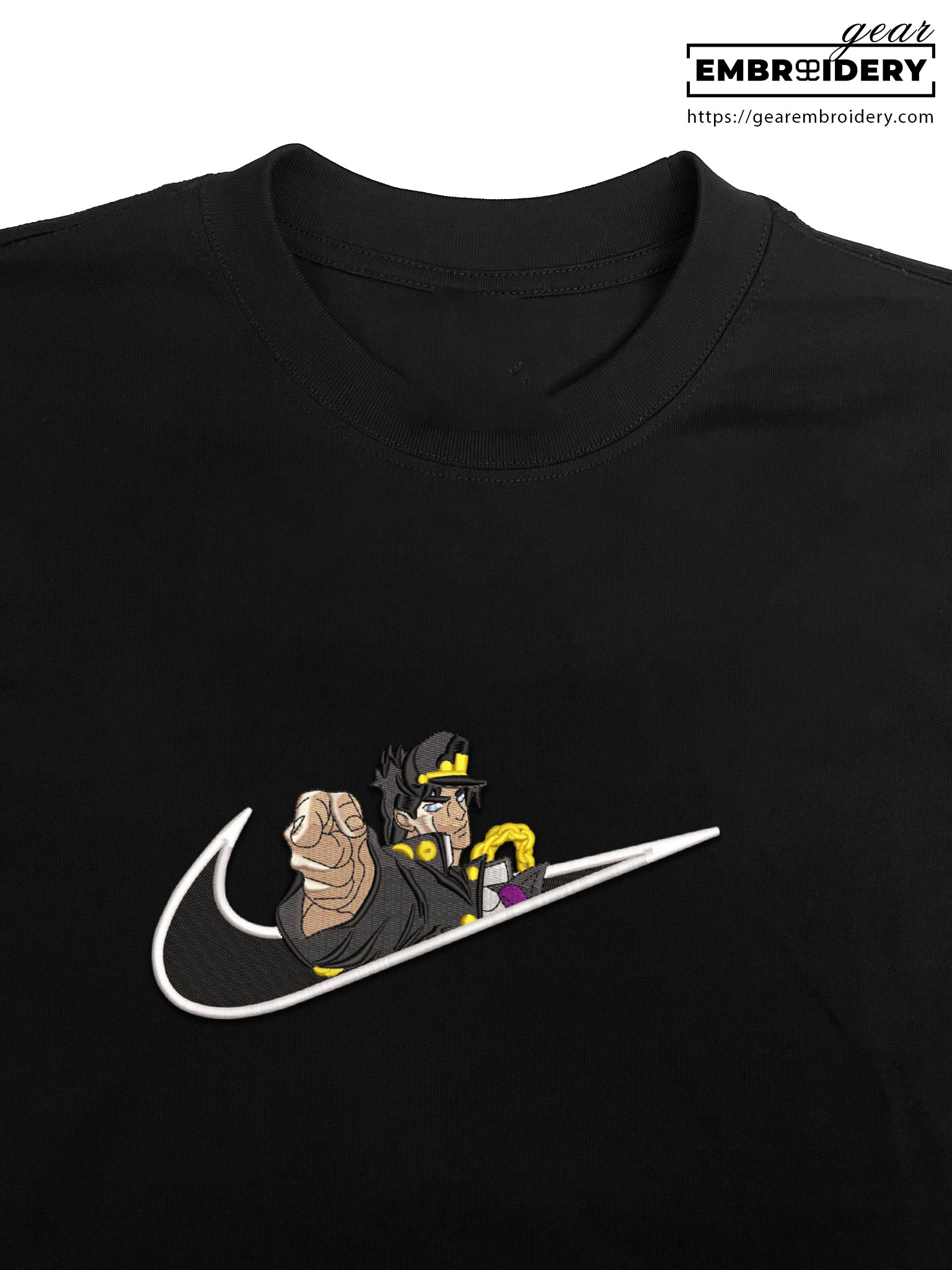Jotaro swoosh nike JoJo's Bizarre Adventure Anime Embroidered Design Personalized Embroidered T Shirt Sweatshirt Hoodie Clothing JJBA015