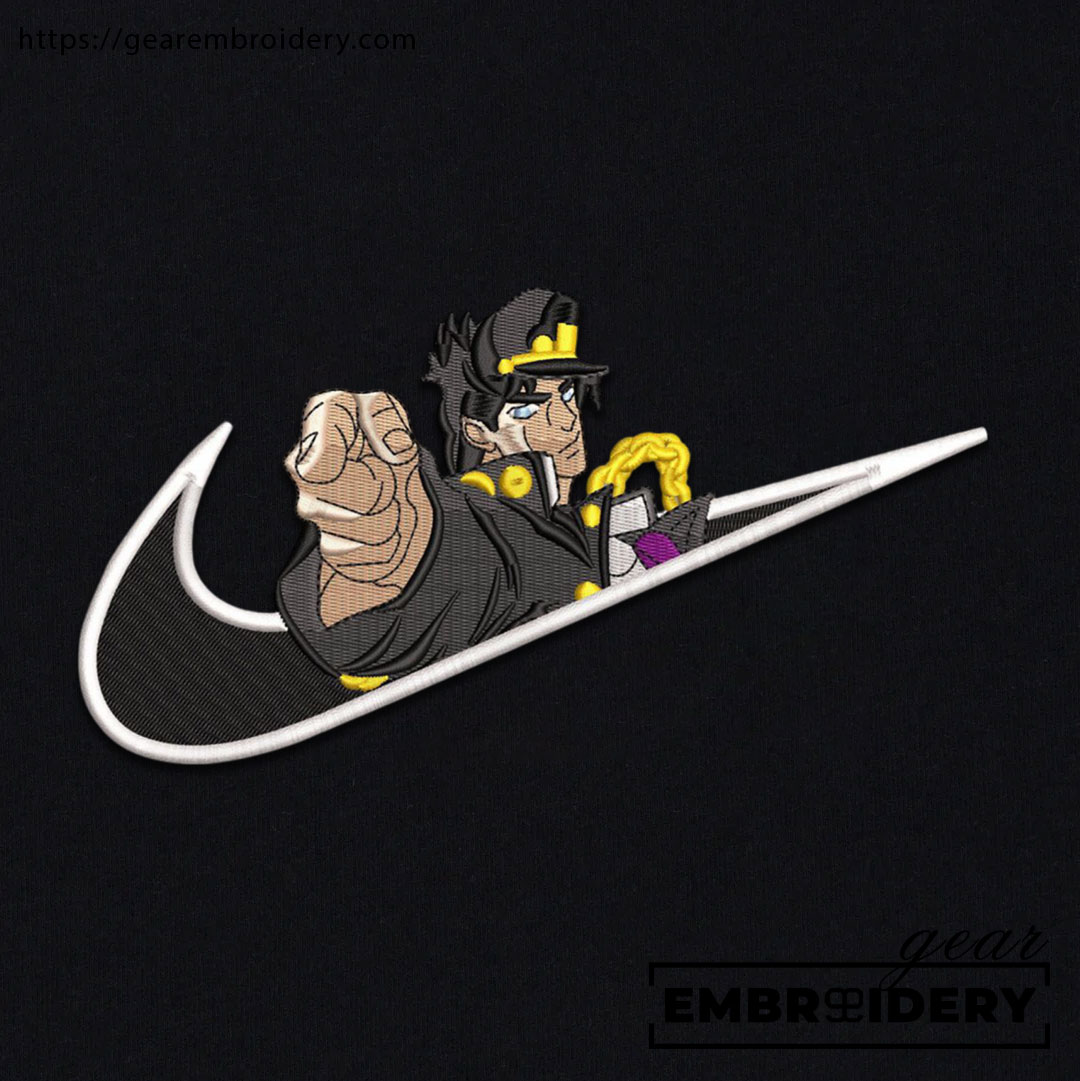 Jotaro swoosh nike JoJo's Bizarre Adventure Anime Embroidered Design Personalized Embroidered T Shirt Sweatshirt Hoodie Clothing JJBA015