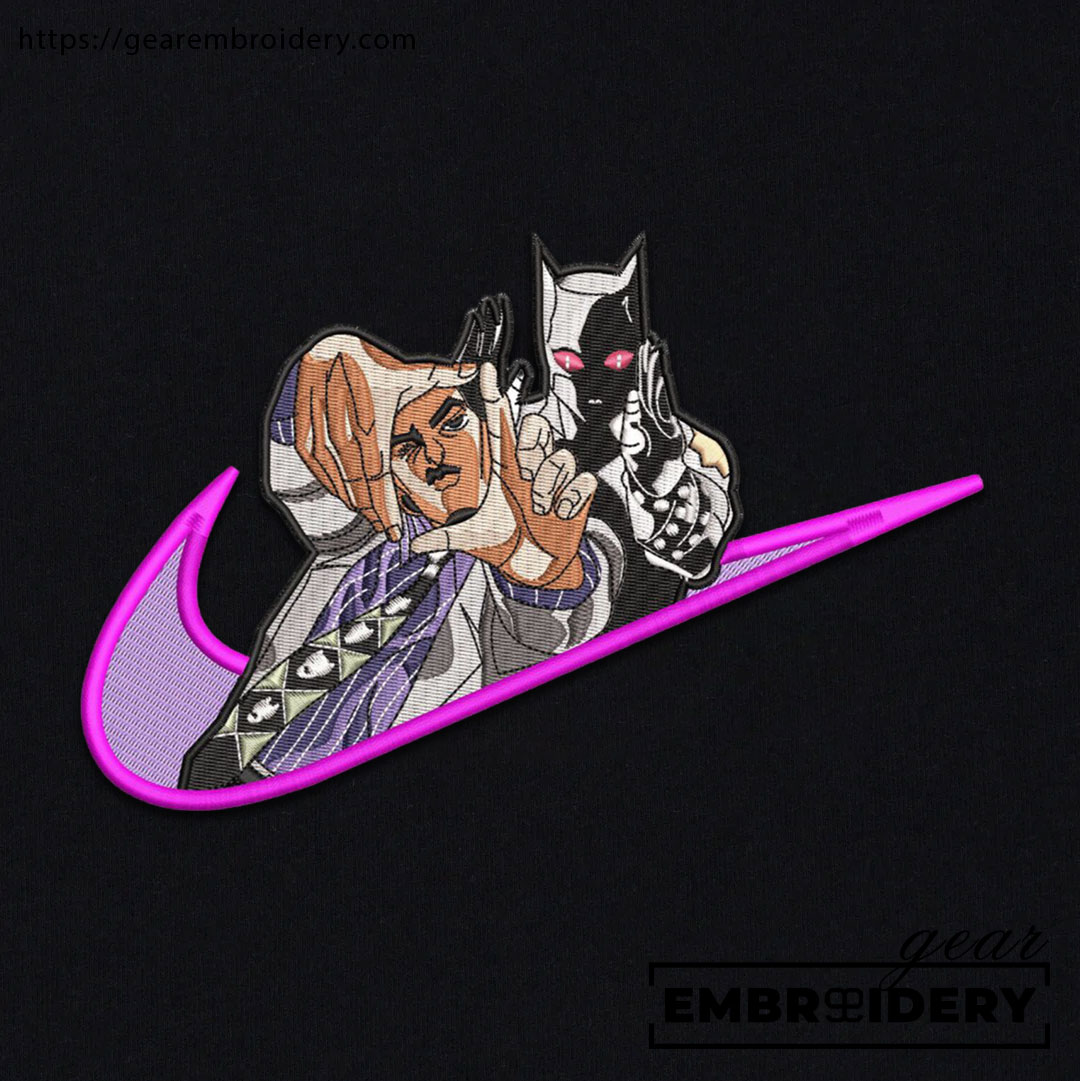 Killer queen swoosh nike JoJo's Bizarre Adventure Anime Embroidered Design Personalized Embroidered T Shirt Sweatshirt Hoodie Clothing JJBA018