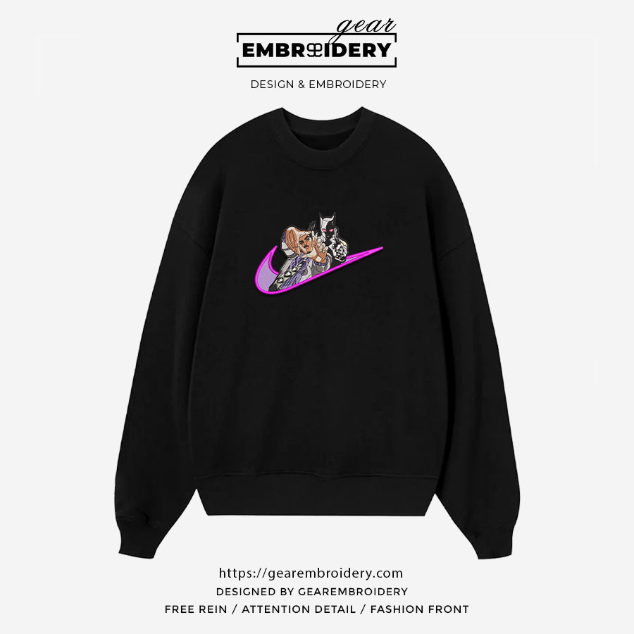 Killer queen swoosh nike JoJo's Bizarre Adventure Anime Embroidered Design Personalized Embroidered T Shirt Sweatshirt Hoodie Clothing JJBA018