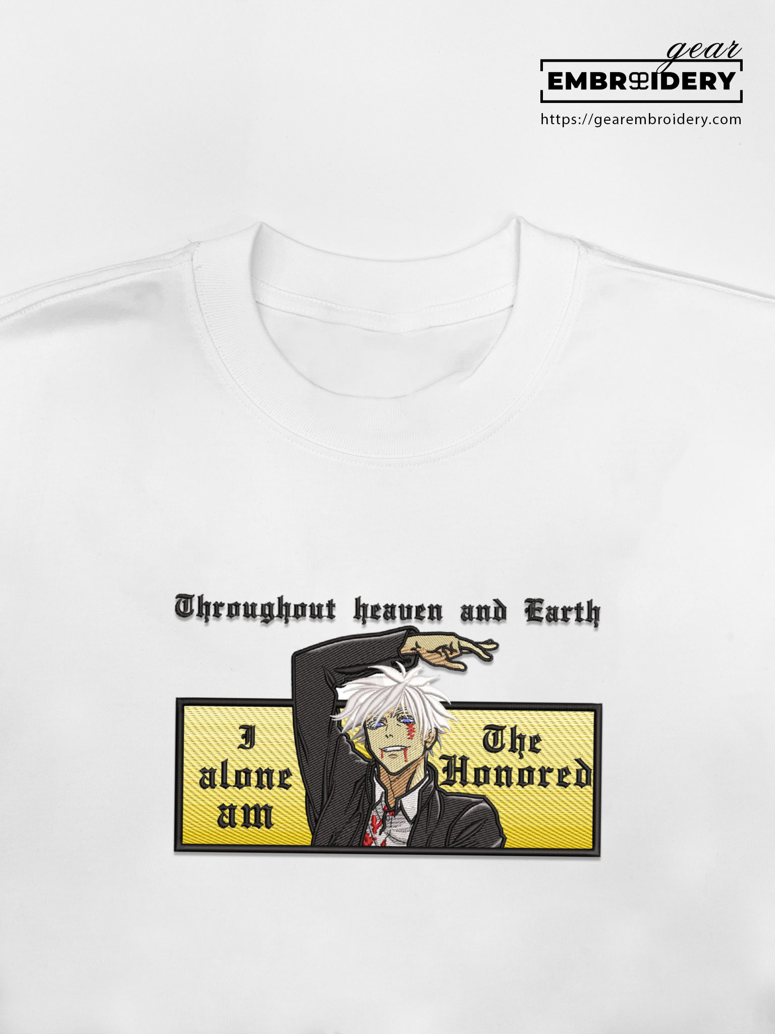 Gojo honoured one Jujutsu Kaisen Anime Embroidered Design Personalized Embroidered T Shirt Sweatshirt Hoodie Clothing JK022