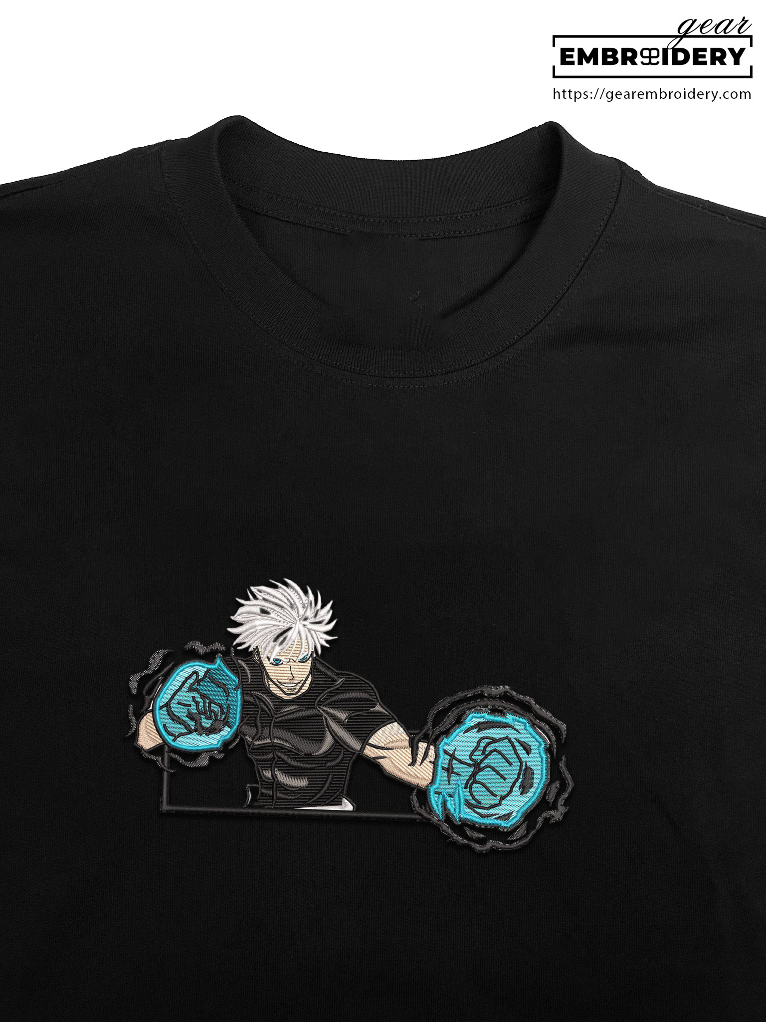 Gojo Jujutsu Kaisen Anime Embroidered Design Personalized Embroidered T Shirt Sweatshirt Hoodie Clothing JK010