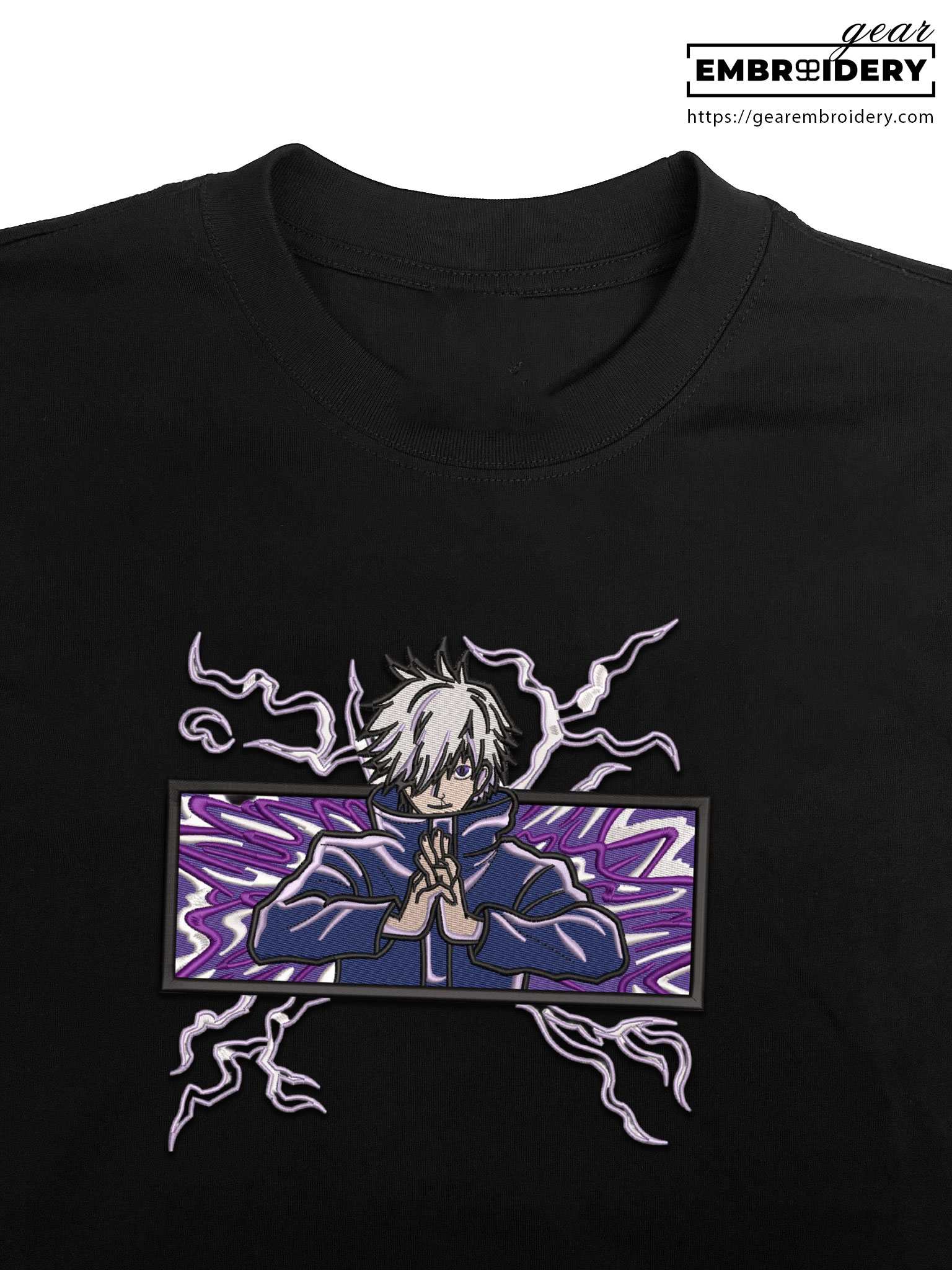 Gojo lightning Jujutsu Kaisen Anime Embroidered Design Personalized Embroidered T Shirt Sweatshirt Hoodie Clothing JK025