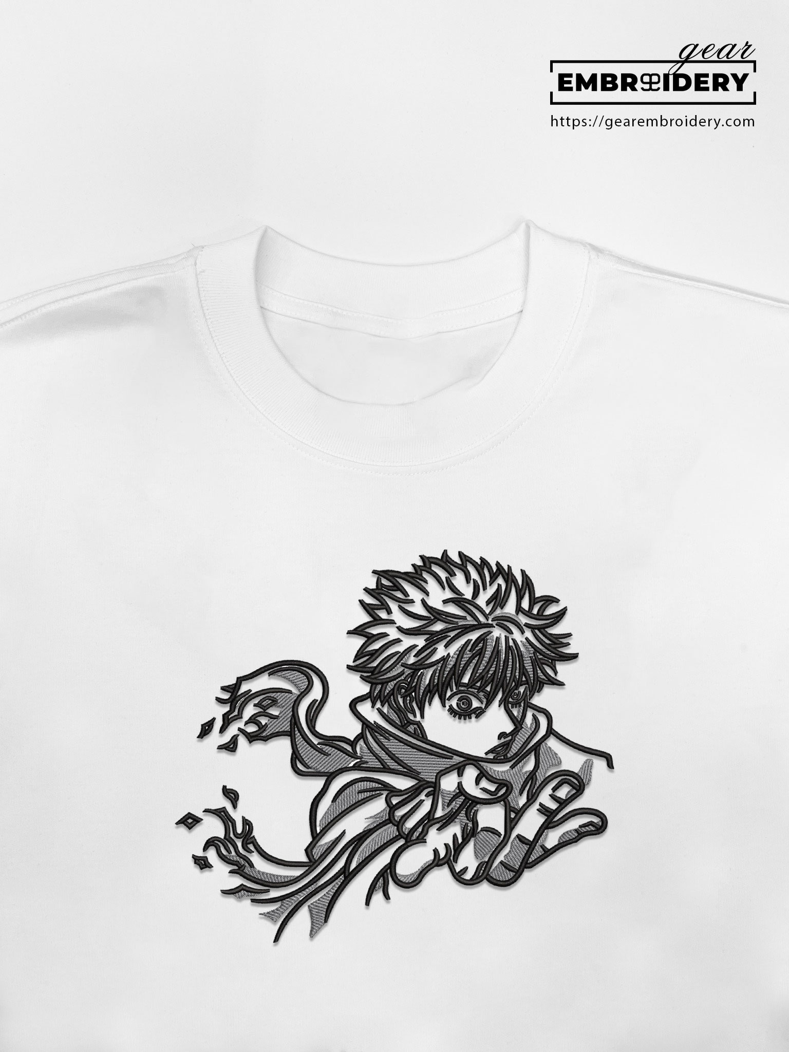 Gojo satoru Jujutsu Kaisen Anime Embroidered Design Personalized Embroidered T Shirt Sweatshirt Hoodie Clothing JK028